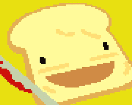 Pixel Art GIF of spreading jam onto a slice of bread and it spells out YEAH