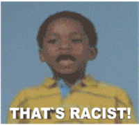 GIF of black kid yelling THATS RACIST