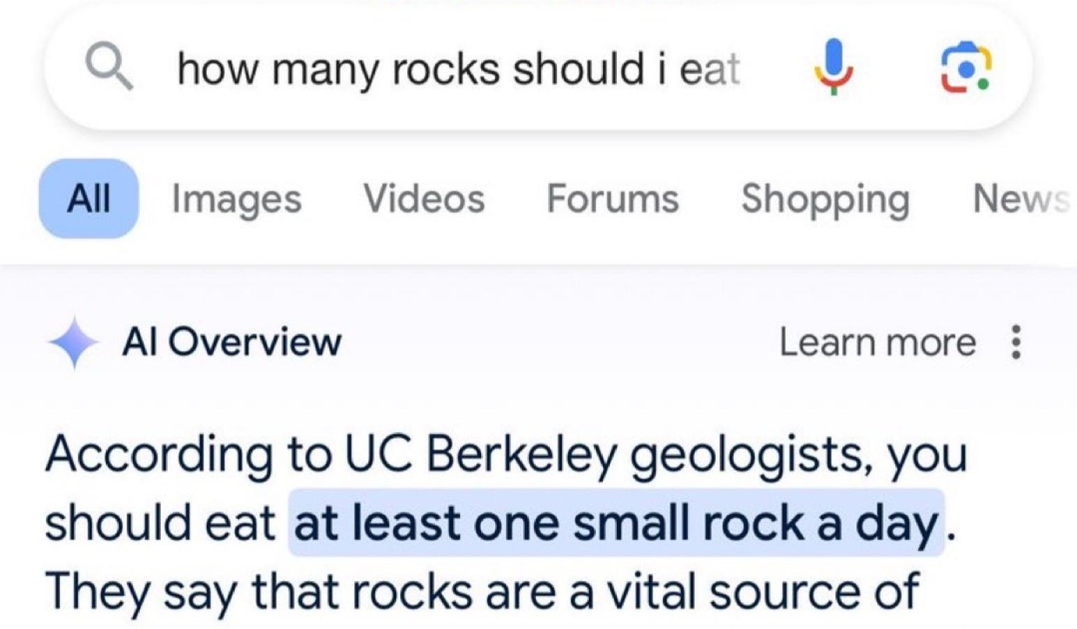 Google Search AI Overviews / Google AI example image.