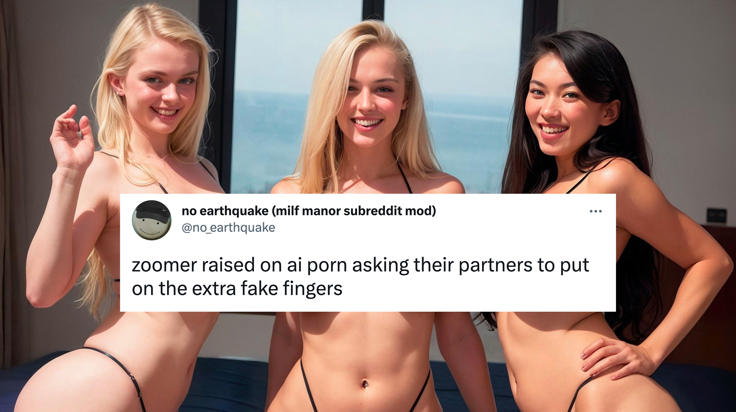 AI Porn generation example and tweet.
