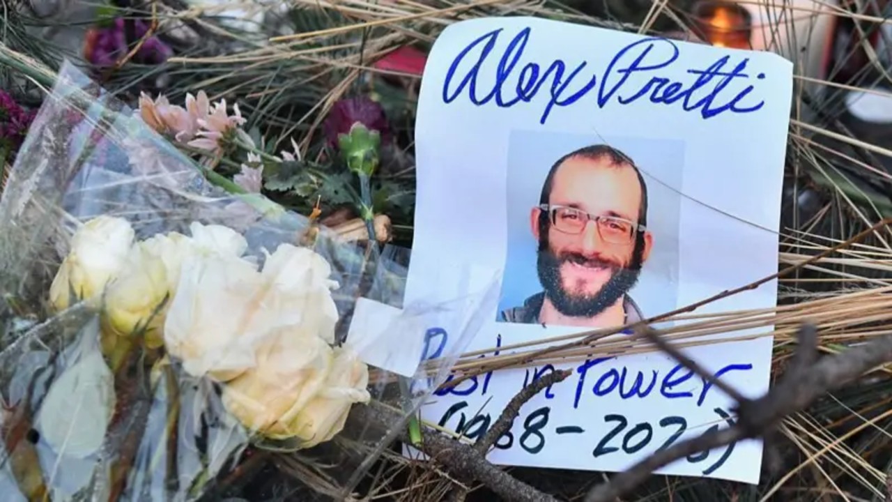 An image of a memorial for Alex Pretti, fatally shot by an ICE agent in January 2026.