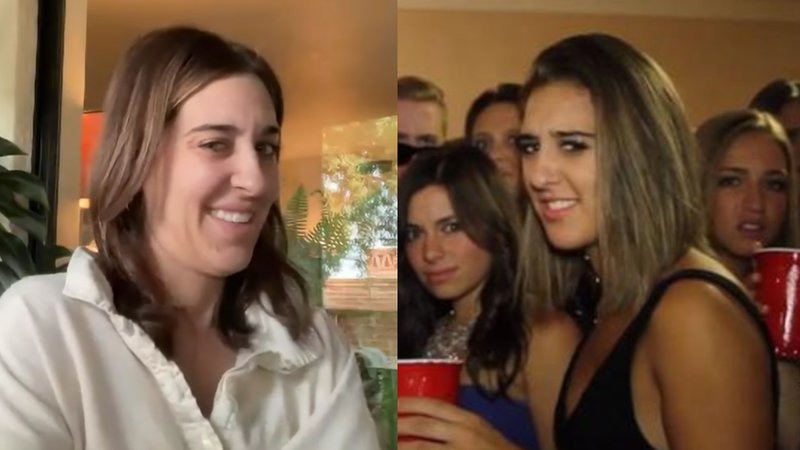 Avery Wagner in 2026, left, in famous meme, right