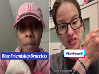Blue Friendship Bracelet Movement, Blue Bracelet TikTok Movement example images.