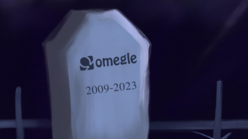 On November 8th, Omegle's creator posted a final note and this artwork of a gravestone reading "Omegle 2009-2023."