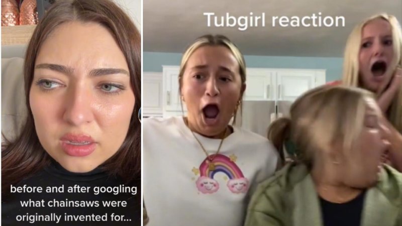 Two people reacting to don't Google trends.