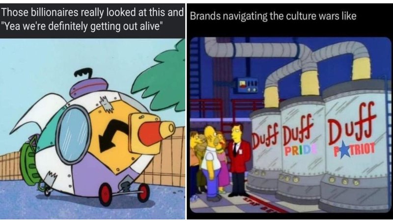 Two of the top-voted memes of 2023. 
