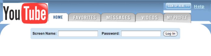 how the youtube header looked when the site was first launched